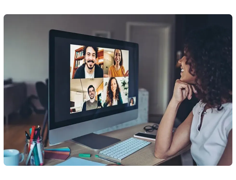 Team on a video call